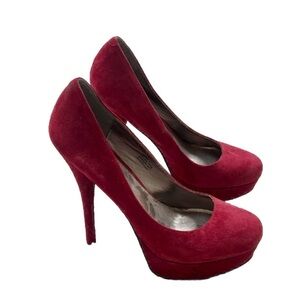 Zigi Soho Suede Leather Red Platform Stiletto Heels Pumps Size 9 Women’s